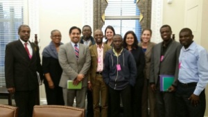 Members of the Mennonite Central Committee/Church World Service Haitian civil society and government delegation visiting the National Security Council on November 25, 2014. 